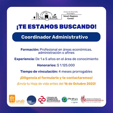 Convocatoria De Talento Humano Coordinador Administrativo Smart