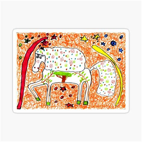 "Magic fantasy horse, cute kids drawing" Sticker by naum100 | Redbubble