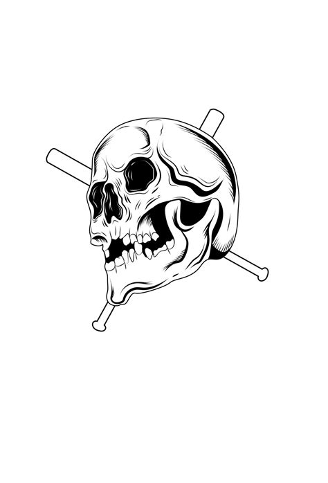 Skull with base ball vector illustration 5236704 Vector Art at Vecteezy