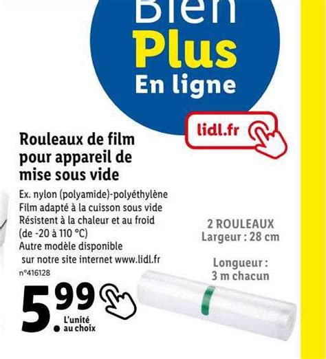 Promo Rouleaux De Film Pour Appareil De Mise Sous Vide Chez Lidl