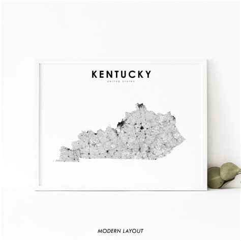 Kentucky Map Print State Road Map Print KY USA United States - Etsy