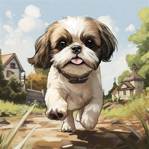 Premium Ai Image Anime Dog Running Away Realistic Portrait With