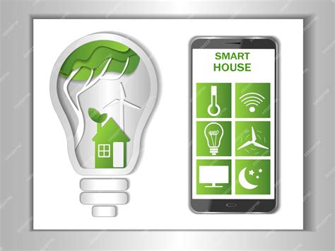 Premium Vector The Concept Of A Smart Ecofriendly Home A Smartphone