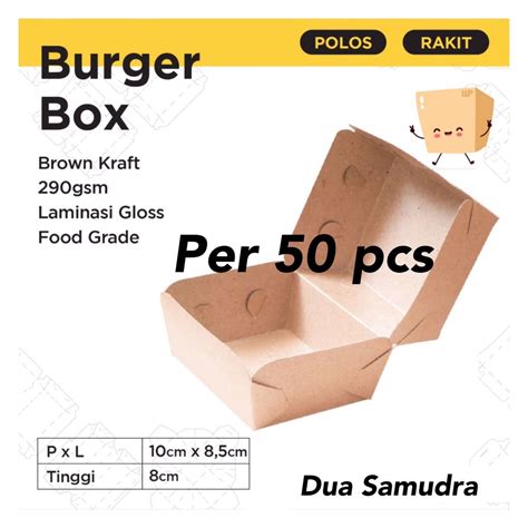 AE Box Burger Isi 50 Lembar Dus Burger Kemasan Burger Tempat