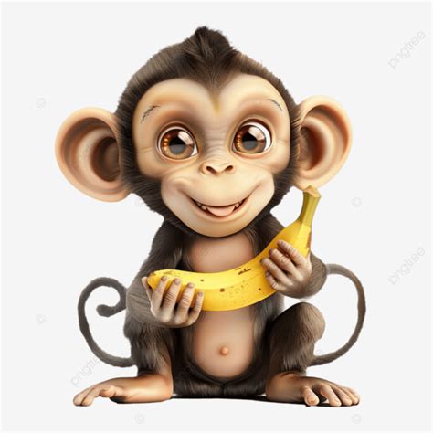 Desenho De Macaco Fofo Segurando Banana Png Ativo Ador Vel Animais