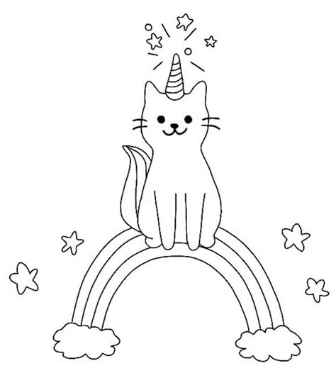 Coloriage Chat Licorne Avec Arc En Ciel T L Charger Et Imprimer