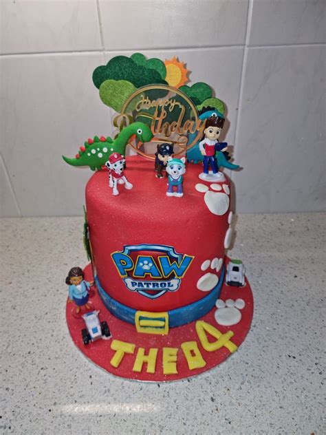 pawpatrol and dino cake #pawpatrol #dinosaur #pawpatrolcake # ...