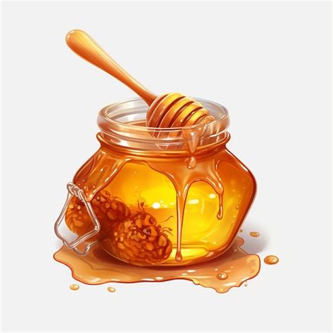 Premium Ai Image Honey Jar And Dipper Isolated On White Background