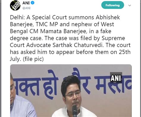 ममता बनर्जी के भतीजे अभिषेक को फर्जी डिग्री के मामले में कोर्ट ने भेजा समन Court Summons