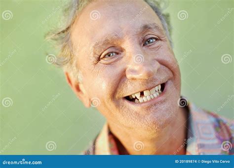 Aged Toothless Man Smiling At Camera Stock Photo Image Of Camera