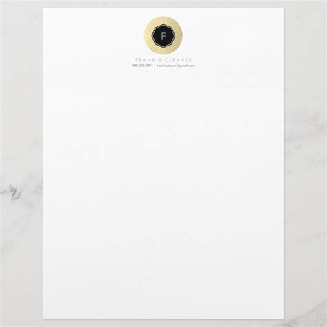 Modern Geo Octagon Monogram Bold Spot Gold Foil Letterhead Zazzle