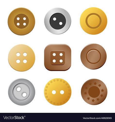 Sewing buttons gold silver metal bronze copper Vector Image