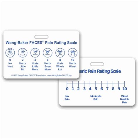 Wong Baker Faces® Pain Rating Scale Horizontal W Num Rating Scale Badge Pocket Card For Nurse