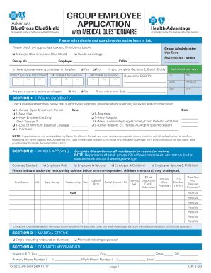 Fillable Online Enrollment Application With Medical Questionnaire Fax