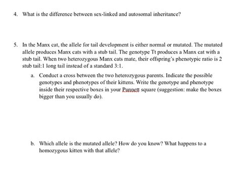 Solved 4 What Is The Difference Between Sex Linked And