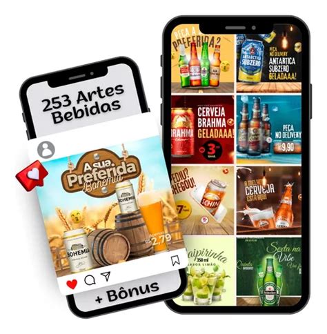 Pack Artes Canva Bebidas Feed Instagram E Facebook Mercadolivre