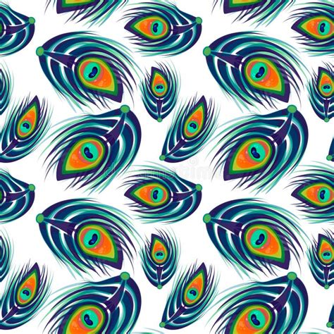 Seamless Pattern With Peacock Feathers Stock Vector Illustration Of