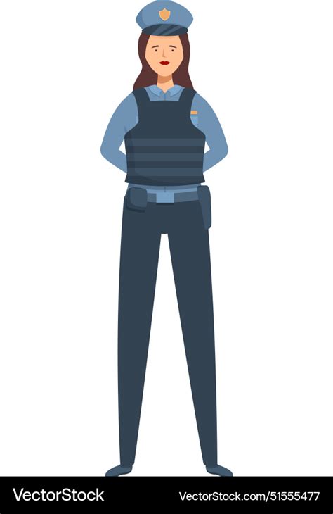 Confident Female Police Officer Standing Guard Vector Image