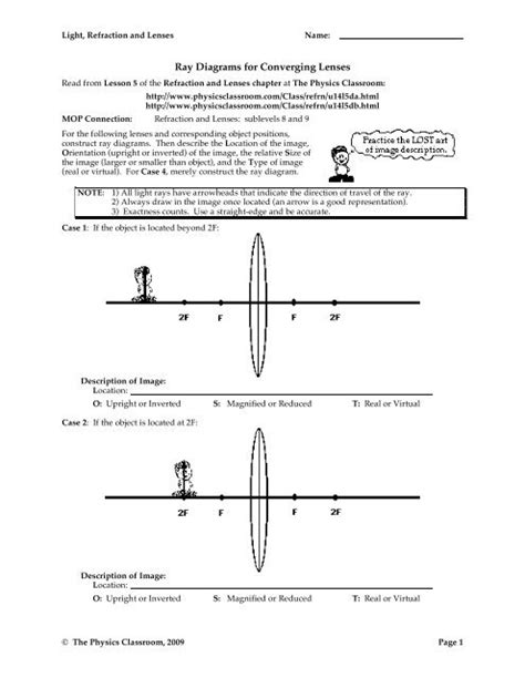 Converging Lens Ray Diagram Worksheet