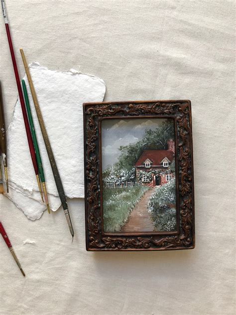 Original Acrylic Painting in a Vintage Frame little Cottage - Etsy