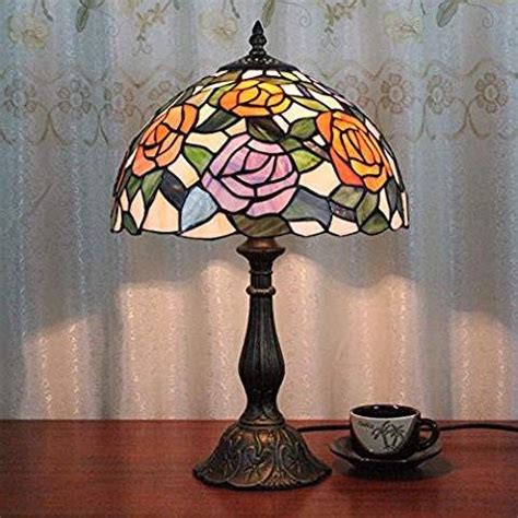 Pouces Vintage Pastoral Roses Fleurs Vitrail Tiffany Style Lampe De