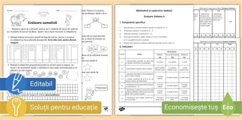 Clasa I MEM Unitatea II Fișă de evaluare cu descriptori de performanță