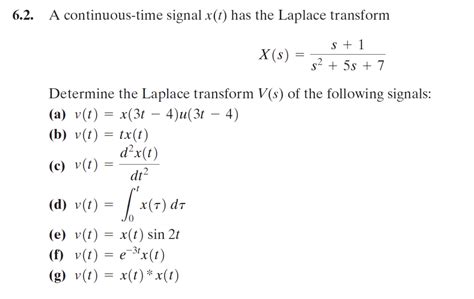 Solved 62 A Continuous Time Signal Xt Has The Laplace