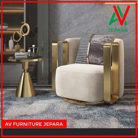 Promo Sofa Luxury Modern Rangka Stainless Gold Sofa Santai Stainless