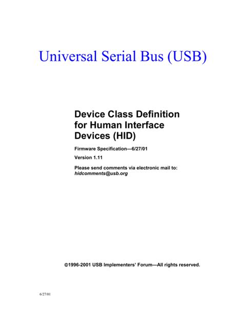 Device Class Definition For Human Interface Devices Hid