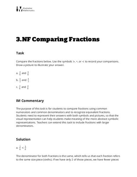 Comparing Fractions Lesson Plan For 3rd 5th Grade Lesson Planet