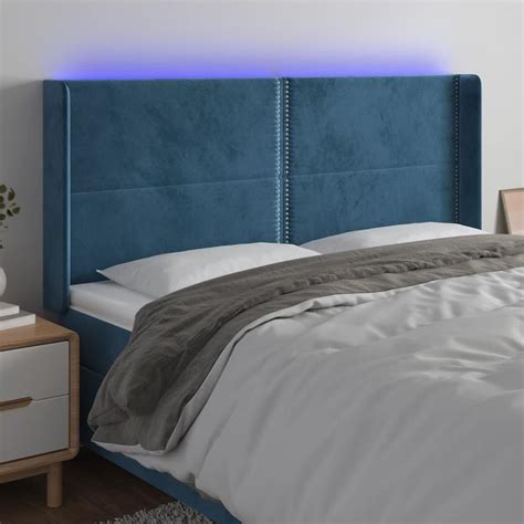 VidaXL Zagłówek Do Łóżka Z Led Ciemnoniebieski 203X16X118 128 Cm