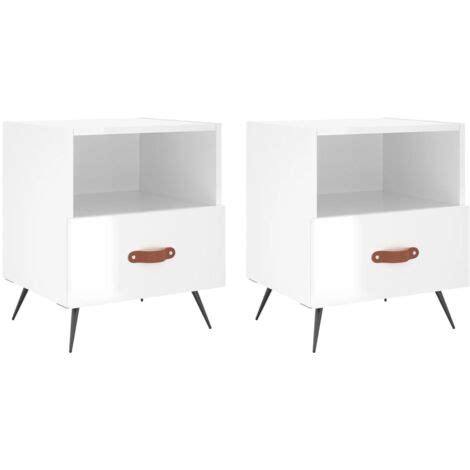 Furniture Limited Tables De Chevet Pcs Blanc Brillant