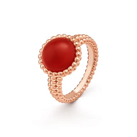 Perlée couleurs ring 18K rose gold Carnelian Van Cleef Arpels