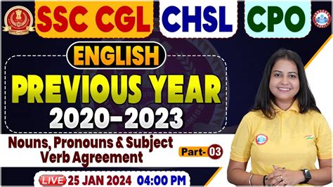 Ssc Cgl Chsl Cpo Pyq S Noun Pronoun Subject Verb Agreement English