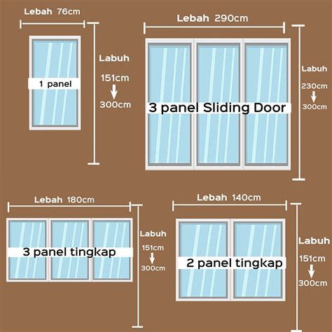 Saiz Langsir Tingkap 3 Panel Amy Rees