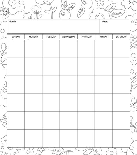 Coloring Calendar Printable