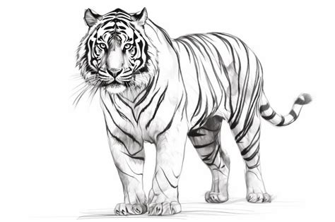 Premium AI Image | A drawing of a tiger with white stripes.