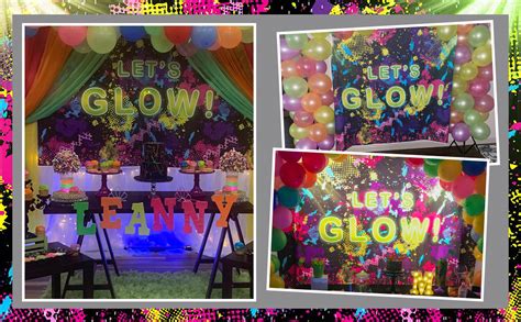 Mocsicka Lets Glow Backdrop 7x5ft Glow Neon Party