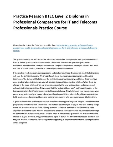 PPT Practice Pearson BTEC Level 2 Diploma In Professional Competence