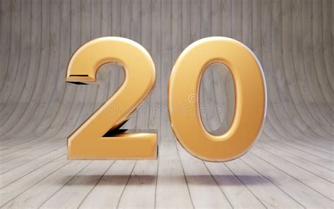 Golden Number 20 On A Wooden Background Stock Illustration