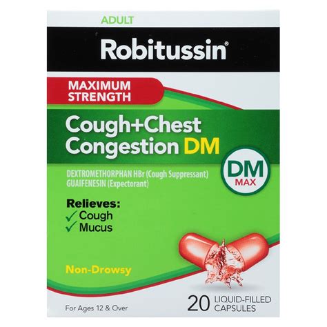 Robitussin Dm Coughchest Congestion Liquid Filled Capsules Non Drowsy