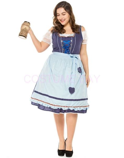 Plus Size Oktoberfest Bavarian German Heidi Dirdnl Leiderhosen Beer