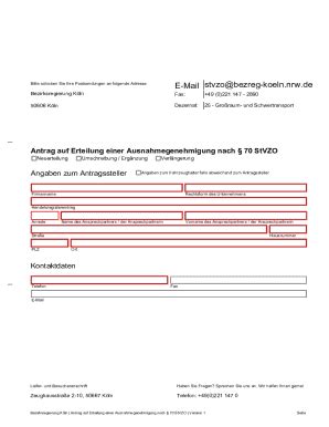 Fillable Online Antrag Auf Neuerteilung Einer Ausnahmegenehmigung Nach