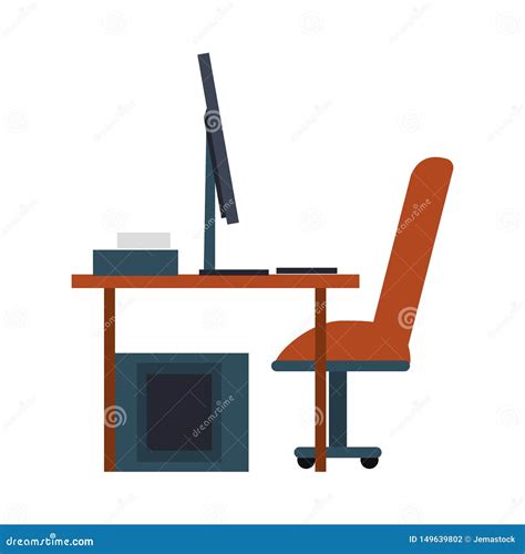 Computer Desk Icon Cartoon Isolated Stock Vector Illustration Of