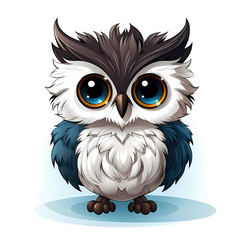 Charmant Hibou Au Plumage Bleut Et Blanc Illustration Vectorielle