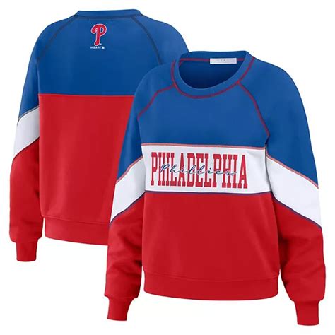 Womens Wear By Erin Andrews Royalred Philadelphia Phillies Crewneck