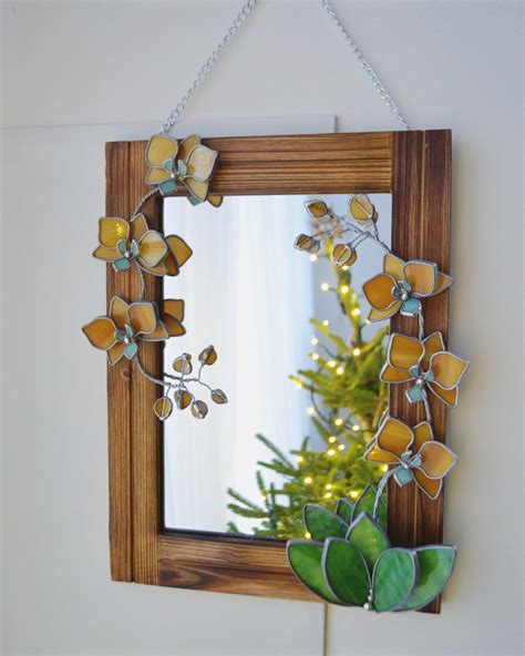 Stained Glass Mirror Stained Glass Crafts Glass Mirrors Flower