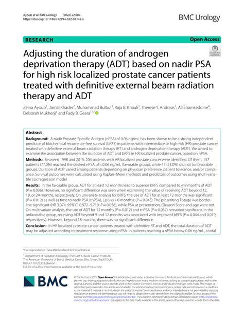 PDF Adjusting The Duration Of Androgen Deprivation Therapy ADT