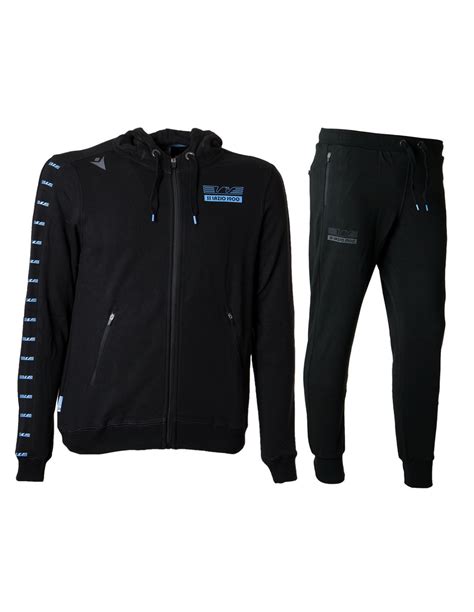 Tuta Degarzata Bambino Full Zip Con Cappuccio Lazio Nera