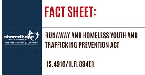 Fact Sheet Runaway And Homeless Youth And Trafficking Prevention Act Shared Hope International